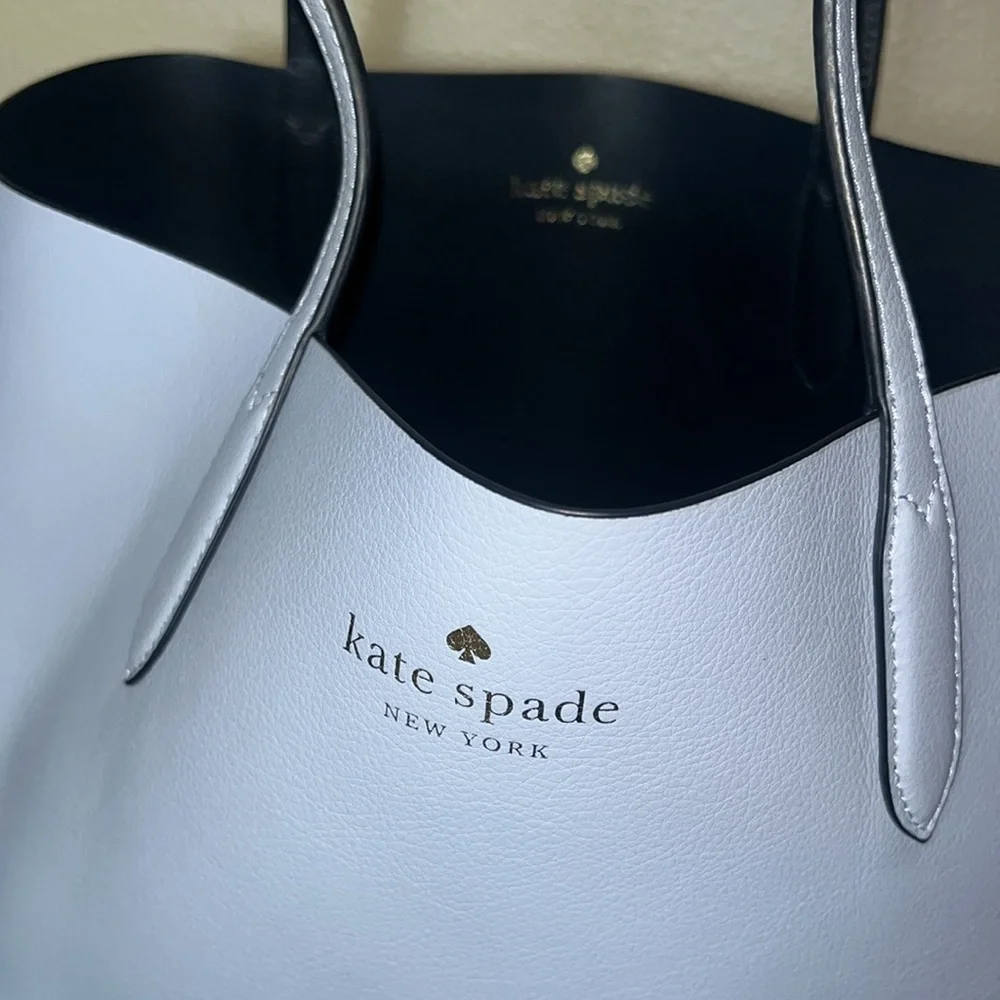 Kate Spade Ava Reversible Leather Tote Periwinkle & Navy EUC